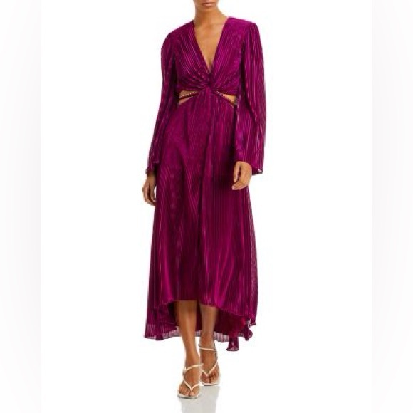 Ramy Brook Kimberly Pleated Cutout High Low Dress in Plumberry - Picture 3 of 3